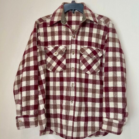 WOOLRICH VTG 70’s PLAID THICK WOOL BLEND LONG SLEEVE SHIRT MADE IN USA SZ M - Picture 5 of 16